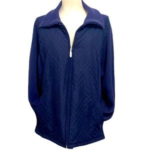 Croft & Barrow Navy Quilted Full Zip Sweater Jacket, Size 3x.